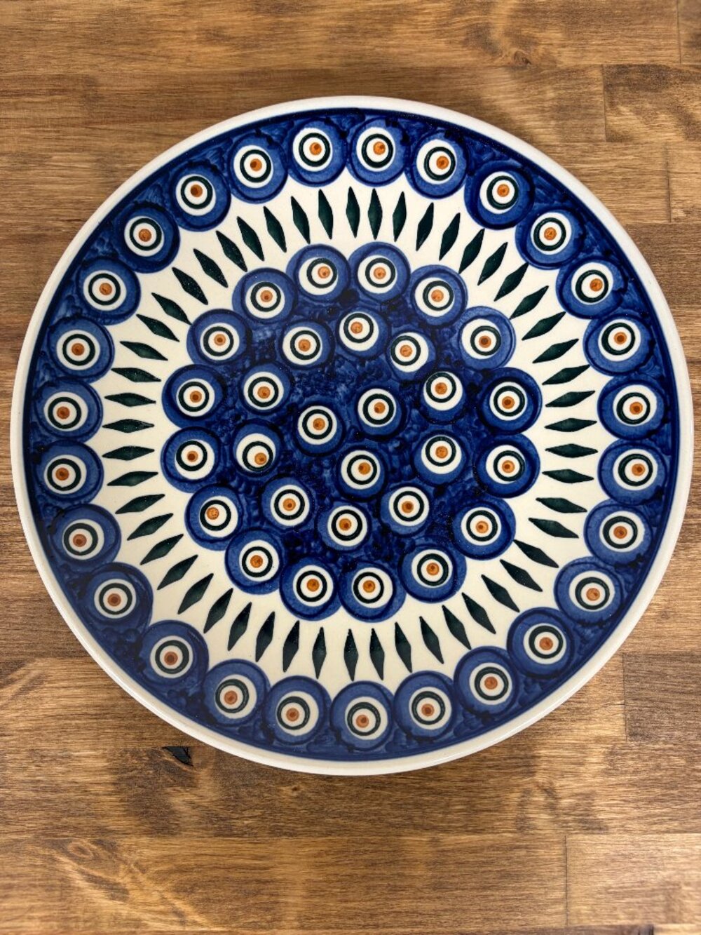Boleslawiec Peacock 10” Dinner Plate Polish Pottery Handmade